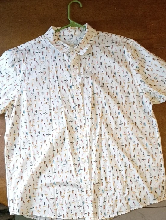 Men's Short Sleeve Button-Up Shirt - Light Blue/White Striped - Picture 5 of 6